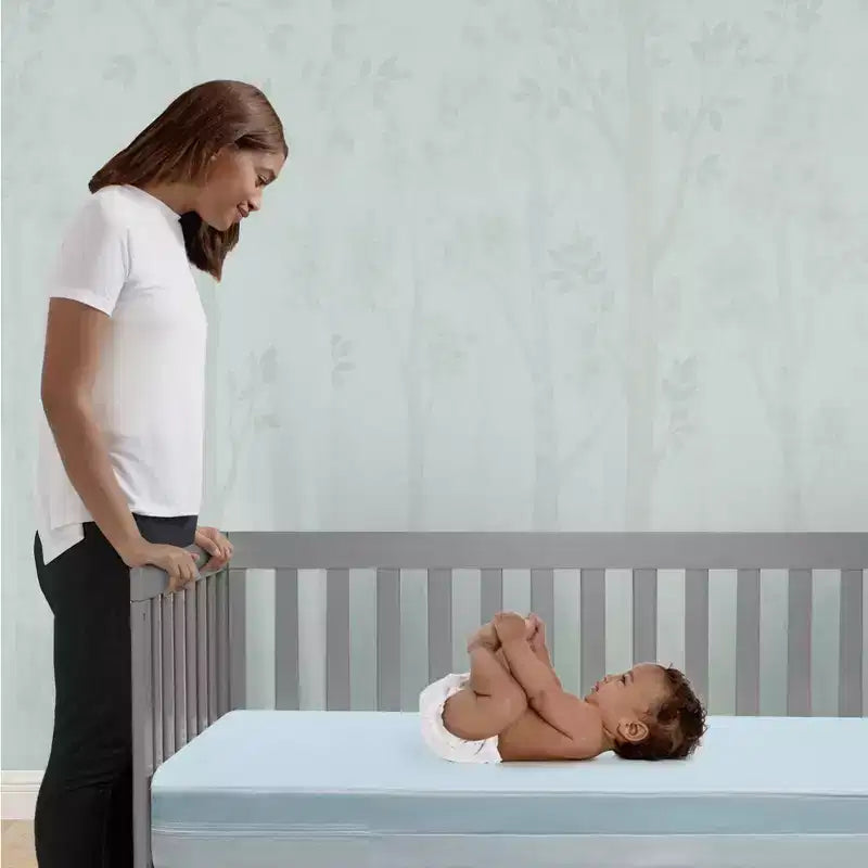 Materasso per Culla e Letto per Bambini, Rigido, Bianco/Blu, 1 Bambino