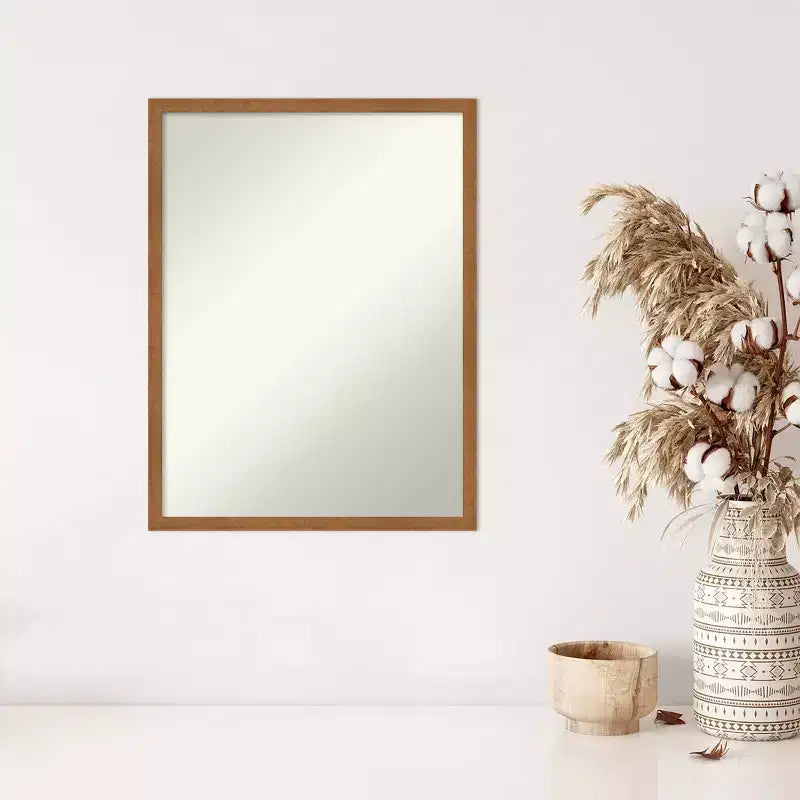 Specchio da parete rettangolare con cornice in legno chiaro, singolo, 19" x 25"