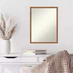 Specchio da parete rettangolare con cornice in legno chiaro, singolo, 19" x 25"