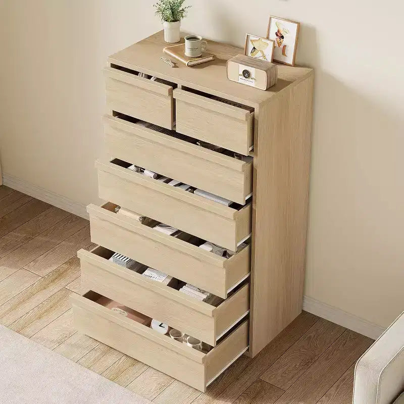 Cassettiera in legno a 5 o 7 cassetti, colore bianco anticato/legno – Uso singolo
