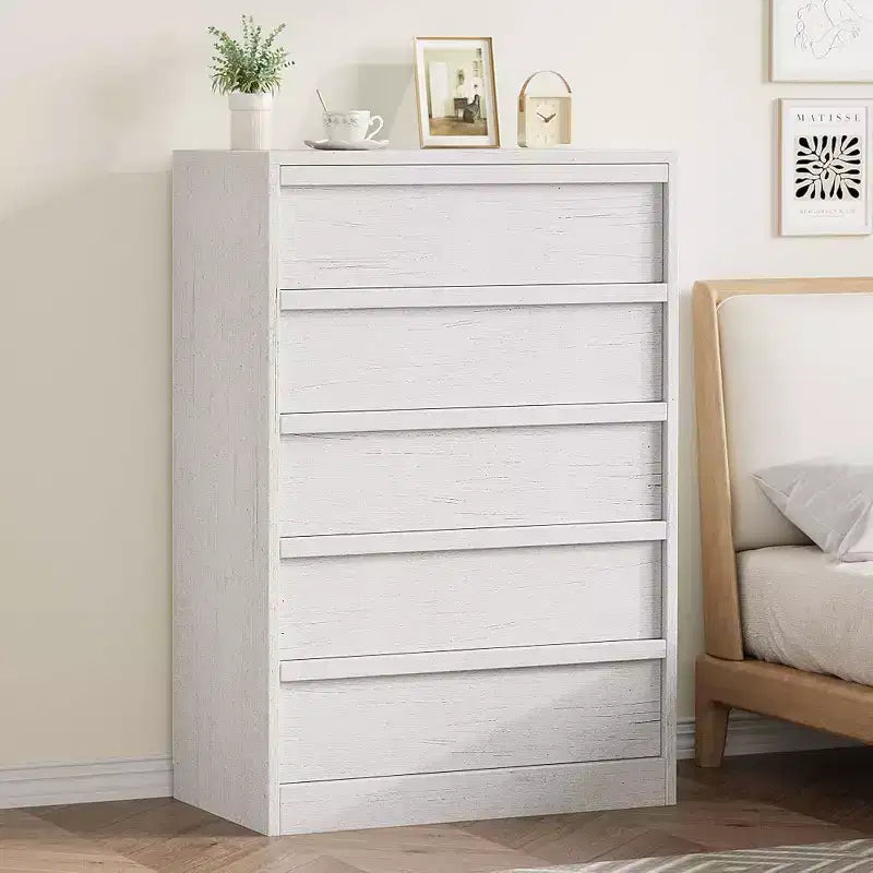 Cassettiera in legno a 5 o 7 cassetti, colore bianco anticato/legno – Uso singolo