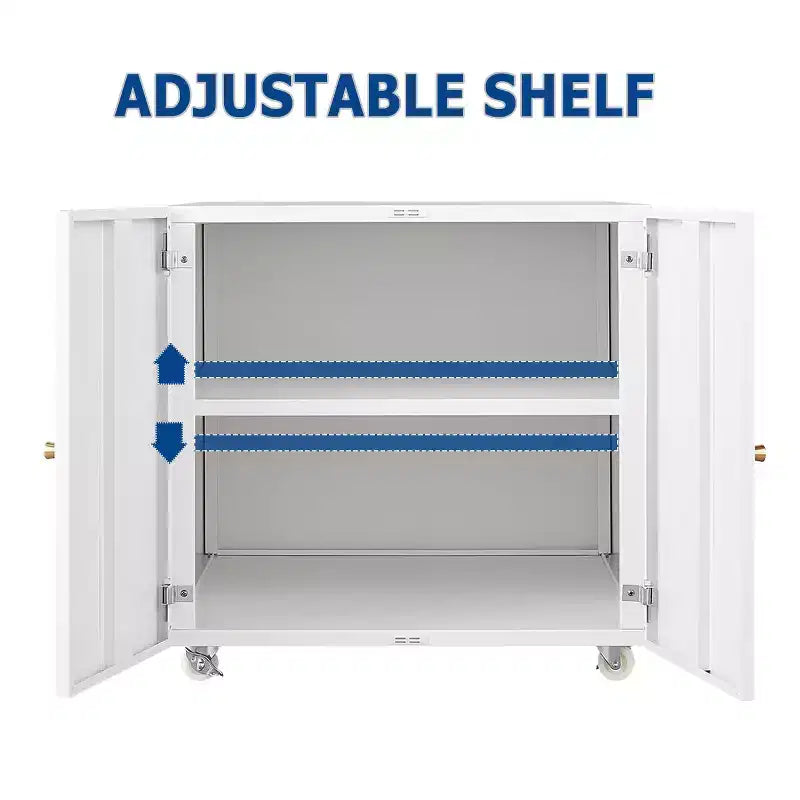 Carrello stampante con rotelle e armadietto, per una persona, bianco/nero