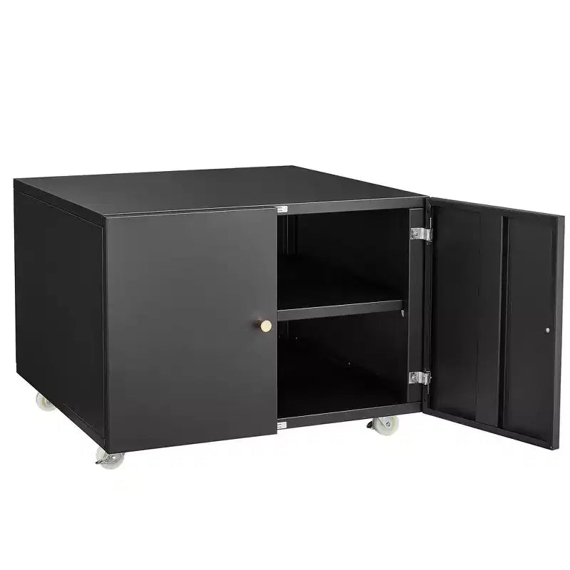 Carrello stampante con rotelle e armadietto, per una persona, bianco/nero