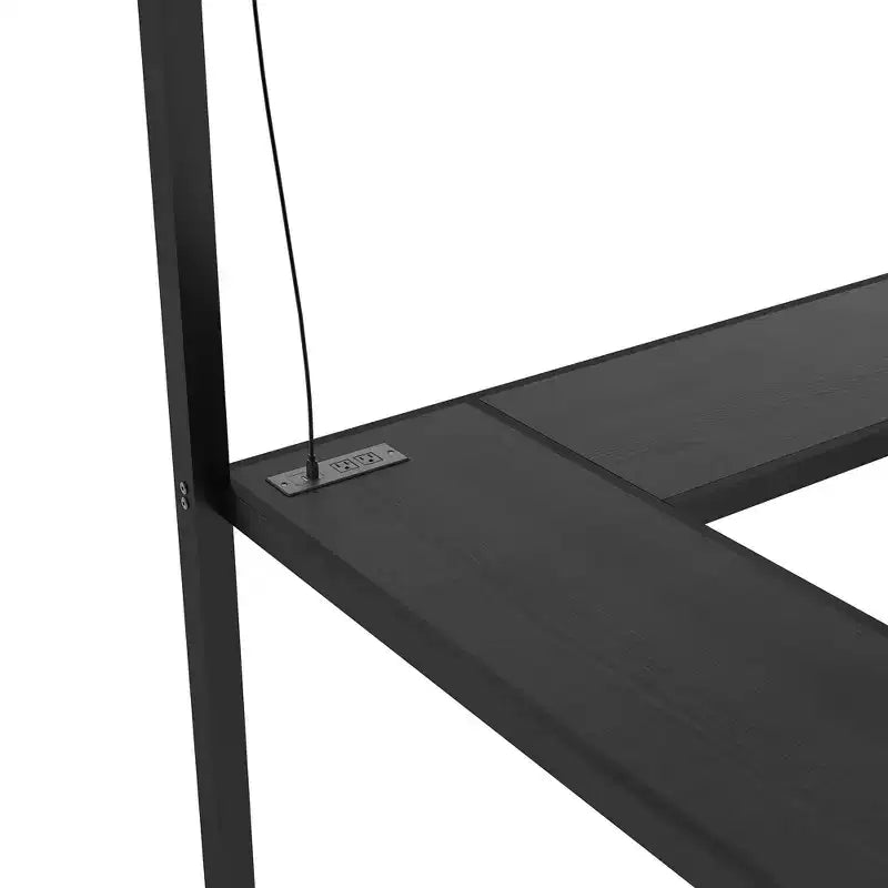 Letto a castello alto Twin XL nero con scrivania a L, 1 persona