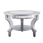 Linsay Mirrored Round Cocktail Table - Silver - SEI