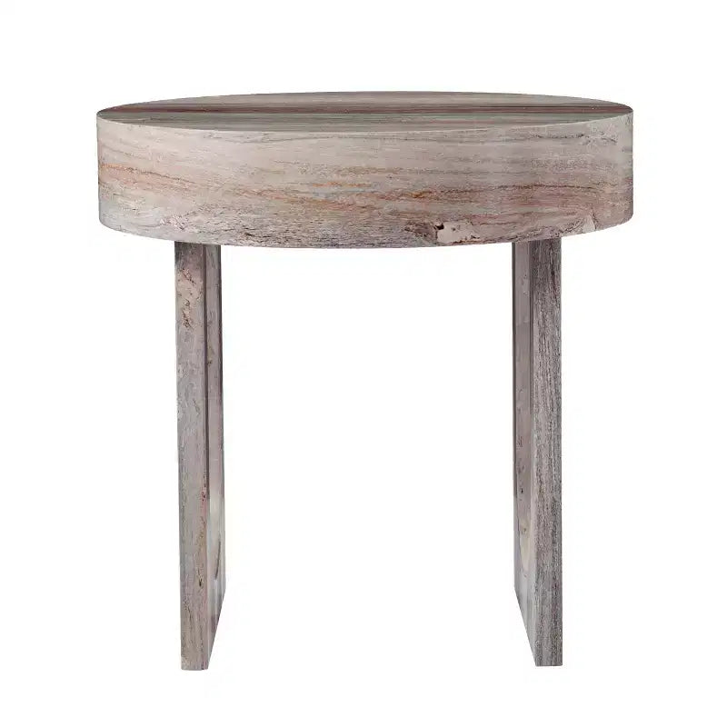 Chadkirk Round Faux Marble End Table - Brown - SEI
