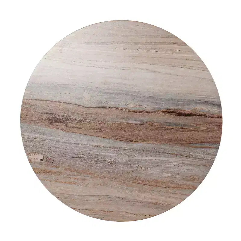 Tavolino rotondo effetto marmo, marrone, gamba ad anello, 1 pezzo