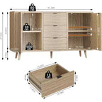 Madia-Buffet in Legno Naturale con 2 Ante e 2 Cassetti, per Adulti