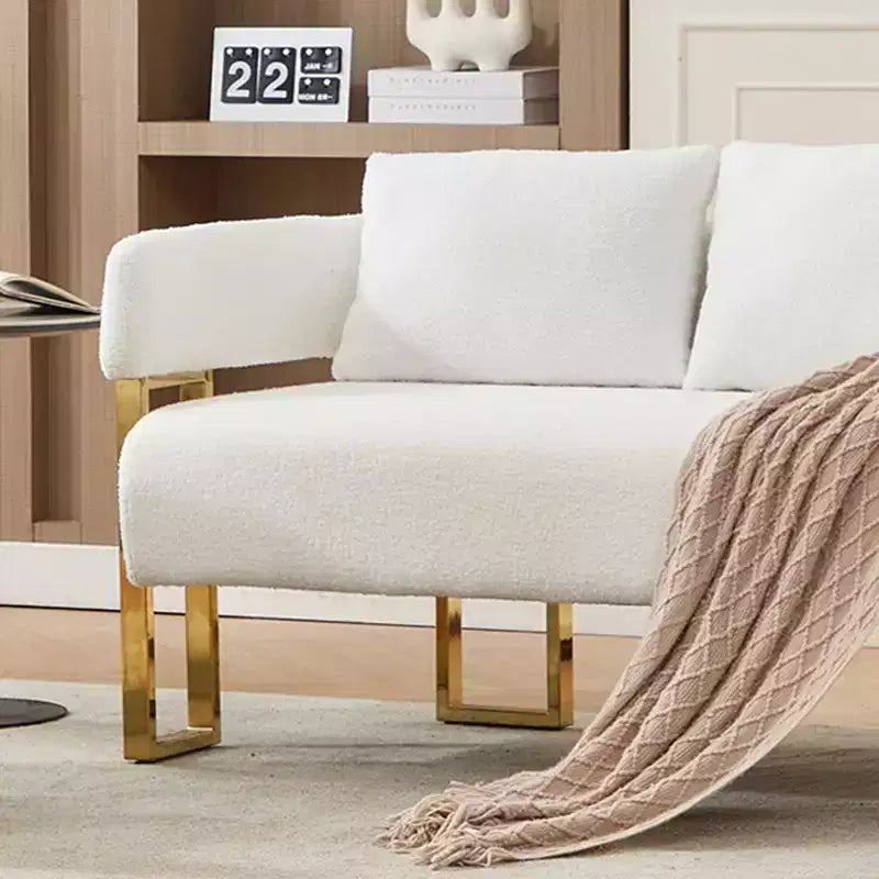 Poltrona imbottita in pile Teddy multicolore con struttura in metallo, seduta singola
