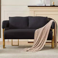Okak Modern Teddy Fleece Upholstered Back Armchair with Gold Metal Frame,Leisure Reception Chair for Living Rooms,Relaxation Areas