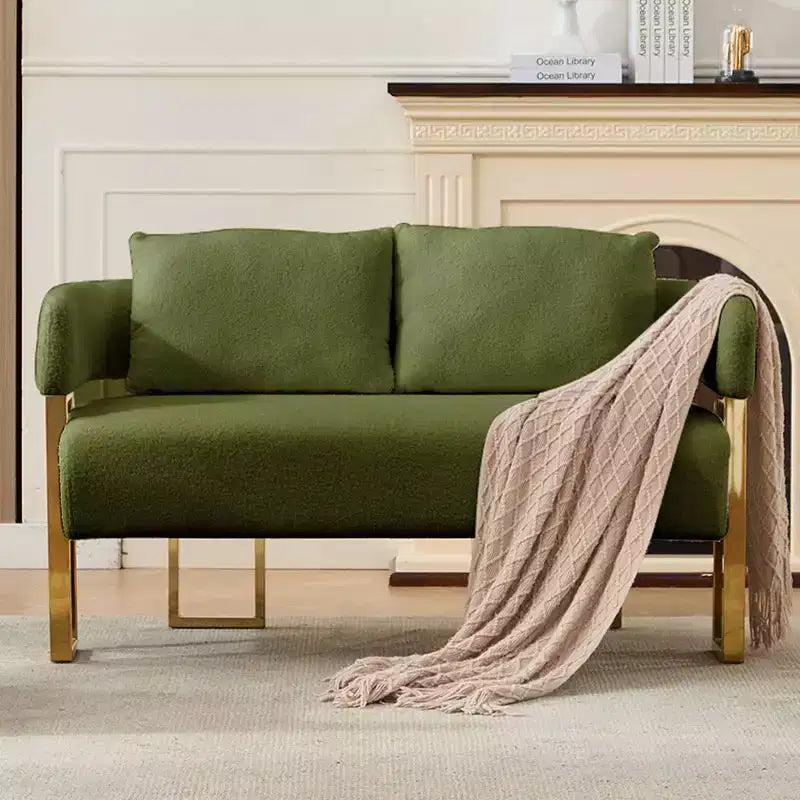 Poltrona imbottita in pile Teddy multicolore con struttura in metallo, seduta singola