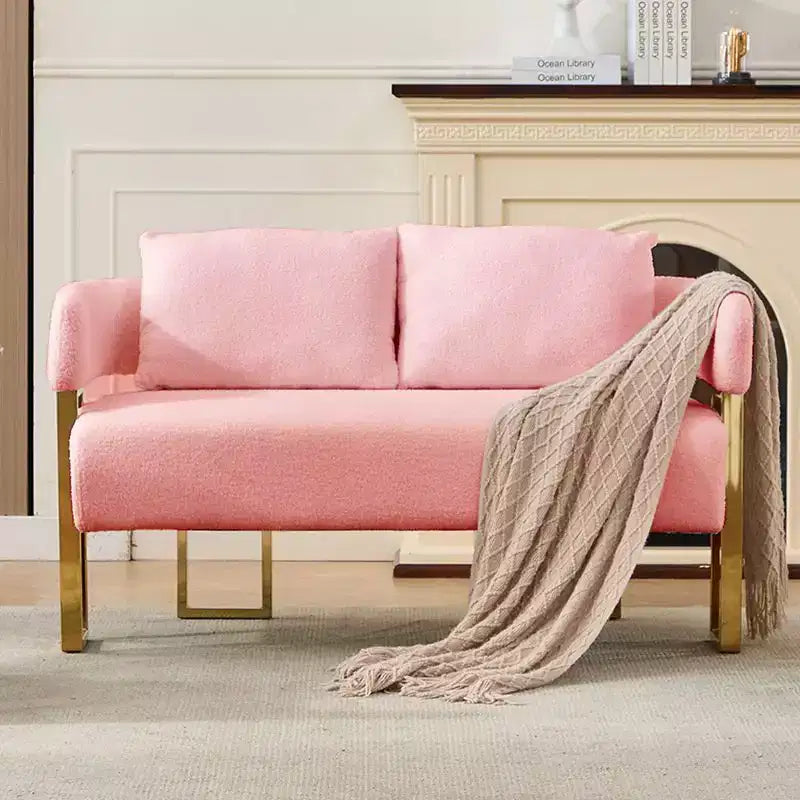 Poltrona imbottita in pile Teddy multicolore con struttura in metallo, seduta singola