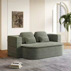 Divano letto pieghevole in velluto a coste beige/verde per 2 persone