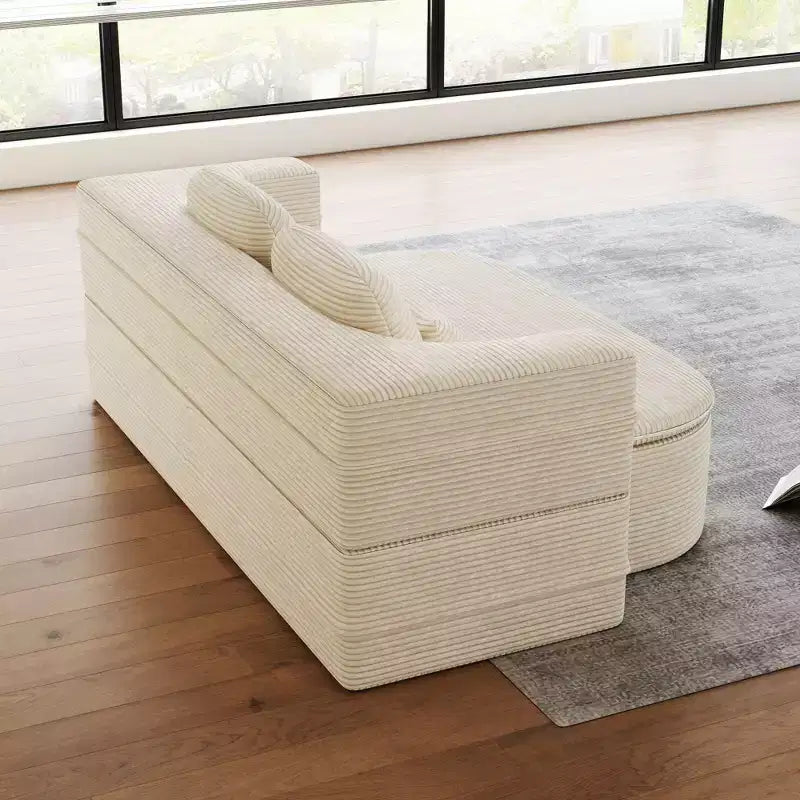 Divano letto pieghevole in velluto a coste beige/verde per 2 persone