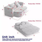 Divano letto pieghevole in velluto a coste beige/verde per 2 persone
