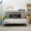Okak 77.95IN Twin-Over-Full Heavy Duty Metal Bunk Bed, Bed Frames with Enhanced Safety Guardrail and Ladder, Twin Bed for Kids, Adult, White