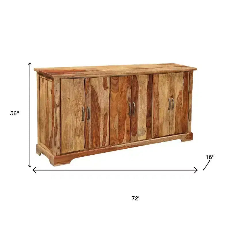Credenza marrone in legno massello con bordo rustico e 6 ante – 72"