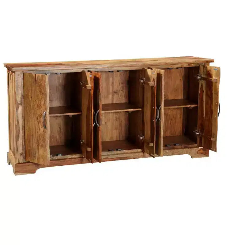 Credenza marrone in legno massello con bordo rustico e 6 ante – 72"