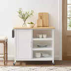 Carrello da Cucina/Isola in Legno Composito Bianco con 5 Ripiani, 1 Persona