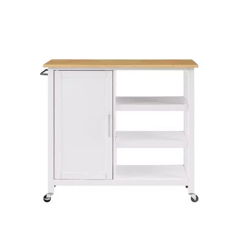 Carrello da Cucina/Isola in Legno Composito Bianco con 5 Ripiani, 1 Persona