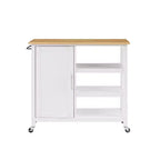 Carrello da Cucina/Isola in Legno Composito Bianco con 5 Ripiani, 1 Persona