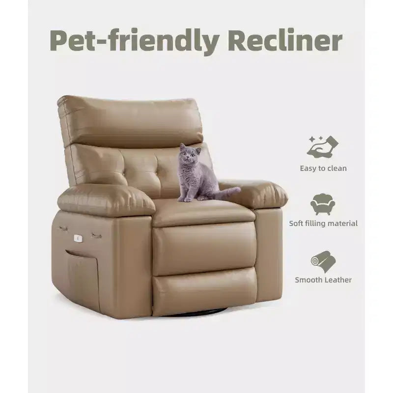 Poltrona reclinabile a dondolo massaggiante retrò bicolore, beige/kaki, monoposto