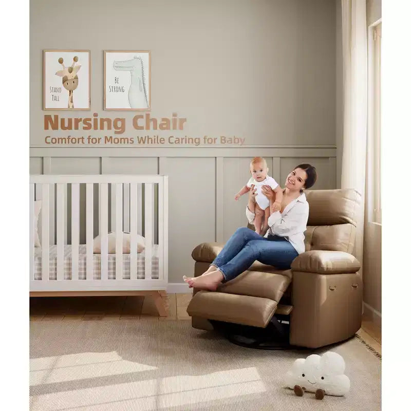 Poltrona reclinabile a dondolo massaggiante retrò bicolore, beige/kaki, monoposto