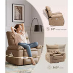 Poltrona reclinabile a dondolo massaggiante retrò bicolore, beige/kaki, monoposto