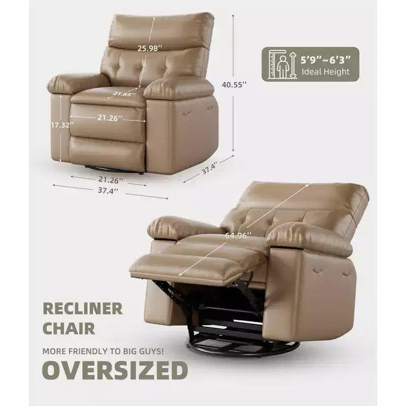 Poltrona reclinabile a dondolo massaggiante retrò bicolore, beige/kaki, monoposto