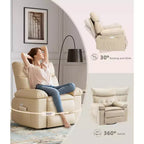 Poltrona reclinabile a dondolo massaggiante retrò bicolore, beige/kaki, monoposto