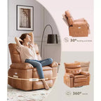 Poltrona reclinabile a dondolo massaggiante retrò bicolore, beige/kaki, monoposto