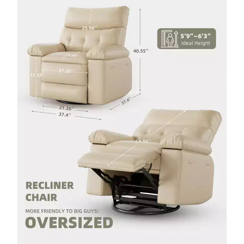 Poltrona reclinabile a dondolo massaggiante retrò bicolore, beige/kaki, monoposto