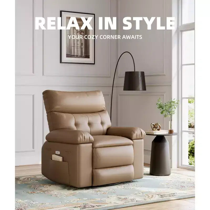 Poltrona reclinabile a dondolo massaggiante retrò bicolore, beige/kaki, monoposto