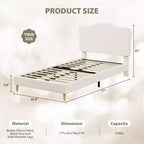 Testiera a conchiglia beige/rosa per letto singolo, rivestimento in velluto, 1 persona, nessun bisogno di rete a doghe