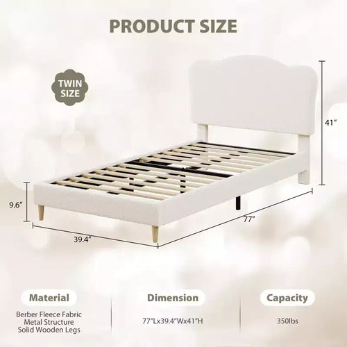 Testiera a conchiglia beige/rosa per letto singolo, rivestimento in velluto, 1 persona, nessun bisogno di rete a doghe