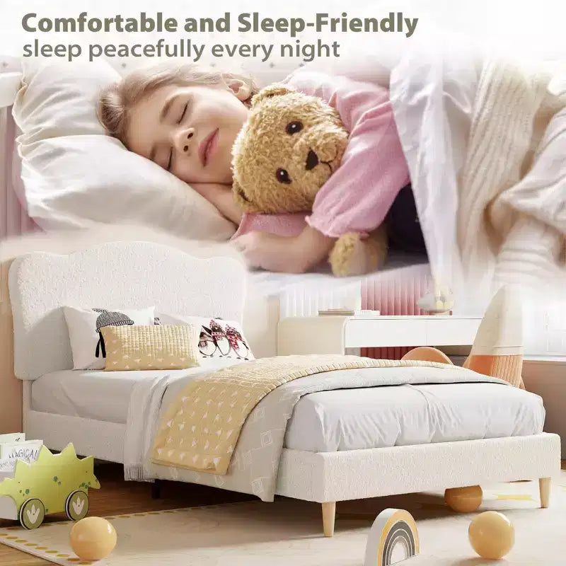 Testiera a conchiglia beige/rosa per letto singolo, rivestimento in velluto, 1 persona, nessun bisogno di rete a doghe