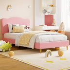 Testiera a conchiglia beige/rosa per letto singolo, rivestimento in velluto, 1 persona, nessun bisogno di rete a doghe