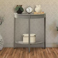 Royal Hampton Half Moon Shaped Console Table with One Open Bottom Shelf, Gray