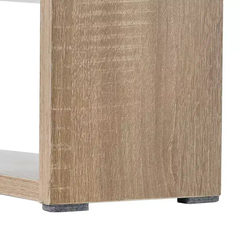 Tavolino rettangolare nero e naturale / bianco e naturale con 2 cassetti e ripiano portaoggetti, finitura lucida, per 1