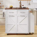 PexFix 47.2 Farmhouse Kitchen Island with Drop Leaf Kitchen Storage Island with Removable Side Racks Two Drawers for Home Kitchen Dining Room White