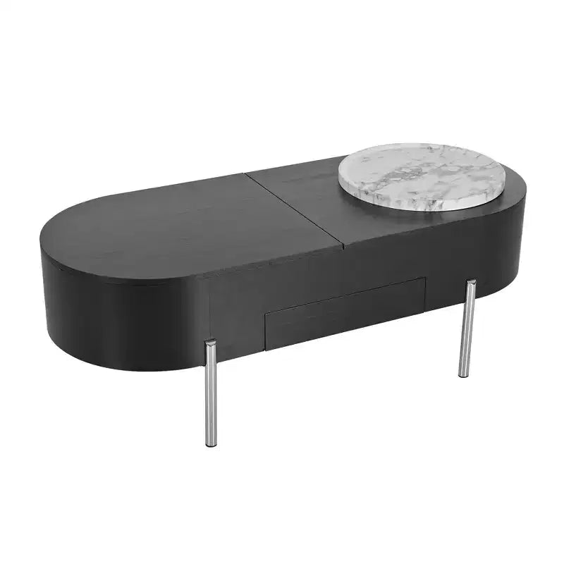 Tavolino da Caffè con Cassetti e Vassoio Estraibile, 1 pezzo, Nero/Marrone