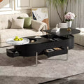 Lift Top Coffee Table with Tray, Oval Center Table with Storage, Modern Wood Sofa Table with Drawers for Living Room, 47.2''