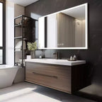 Specchio da bagno a LED argento 48"x32", 3 temperature di colore, antiappannamento, 1 persona