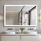 Specchio da bagno a LED argento 48"x32", 3 temperature di colore, antiappannamento, 1 persona
