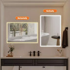 Specchio da bagno a LED argento 48"x32", 3 temperature di colore, antiappannamento, 1 persona