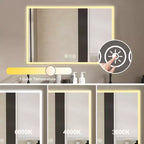 Specchio da bagno a LED argento 48"x32", 3 temperature di colore, antiappannamento, 1 persona