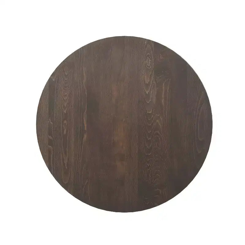 Tavolo da pranzo rotondo in legno massello con base a X in ghisa, multicolore, 3 posti