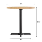 Tavolo da pranzo rotondo in legno massello con base a X in ghisa, multicolore, 3 posti