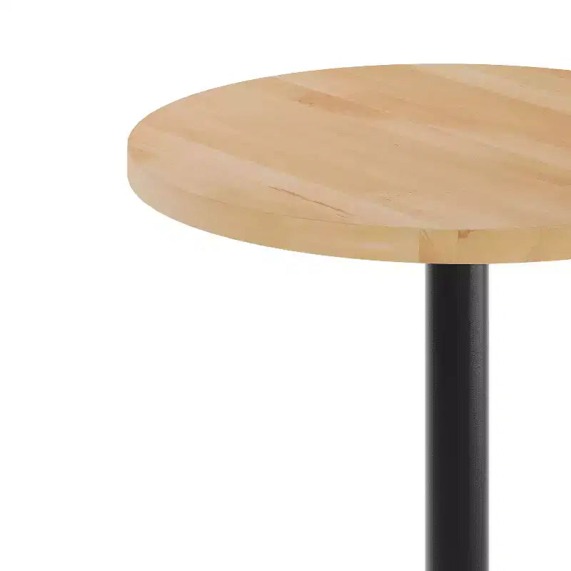 Tavolo da pranzo rotondo in legno massello con base a X in ghisa, multicolore, 3 posti