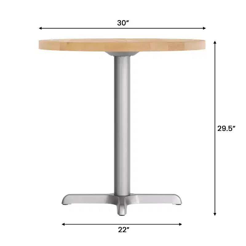 Tavolo da pranzo rotondo in legno massello con base a X in ghisa, multicolore, 3 posti